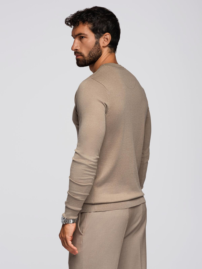 Classic men's sweater with round neckline - black V2 OM-SWBS-0106