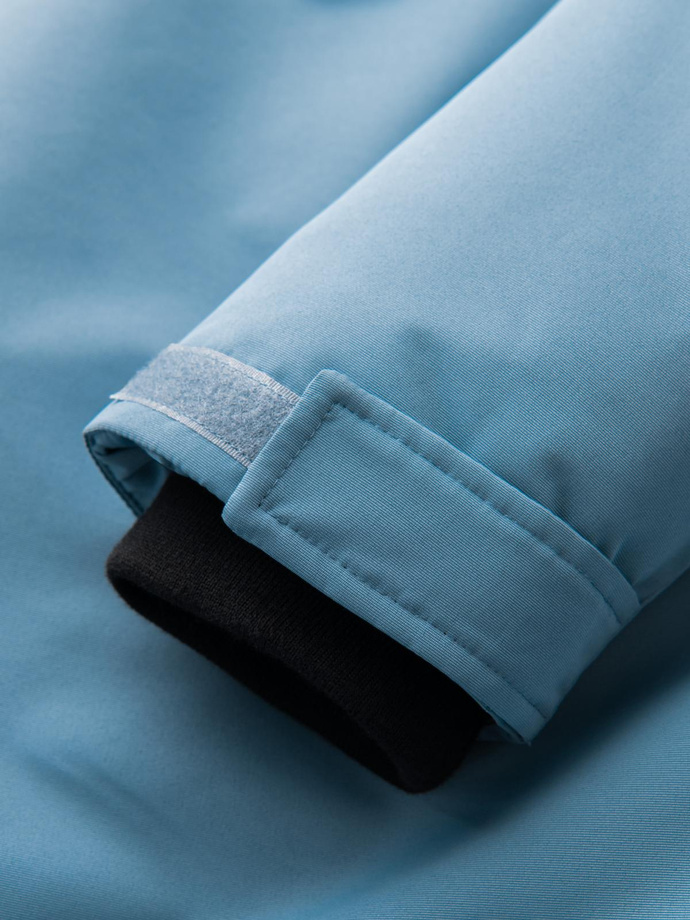 Ocieplana długa męska kurtka z odblaskowymi elementami – niebieska V4 OM-JALJ-0169