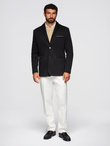 Men's knitted jacket with a fitted cut - black V5 OM-BLZB-0100