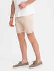 Men's denim classic shorts with rolled up leg - cream V2 OM-SRDS-0162
