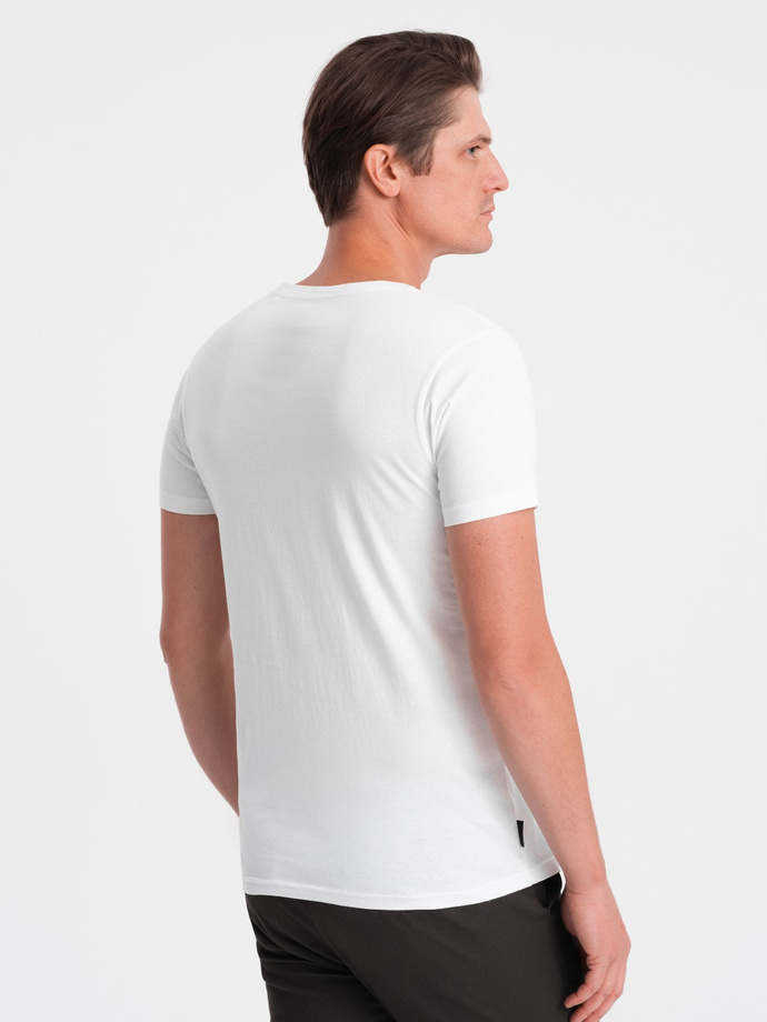BASIC men's classic cotton T-shirt with a crew neckline - white V4 OM-TSBS-0145