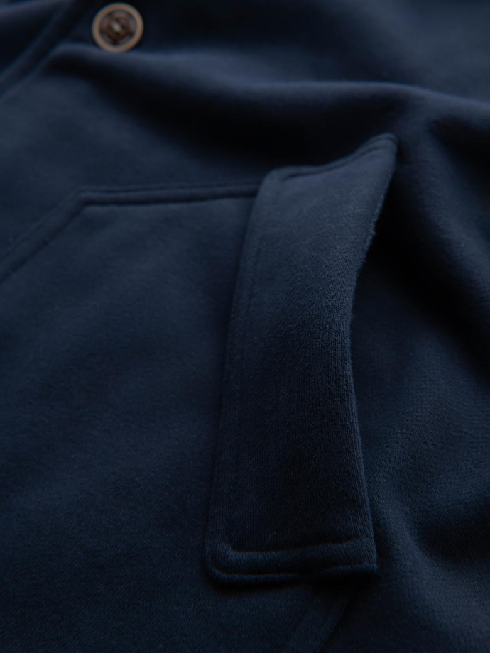 Washed men's sweatshirt with decorative stitching at the neckline - navy blue V4 OM-SSDS-0131