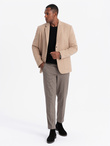 Men's jacket with high collar and hood - light brown V1 OM-BLZB-0133