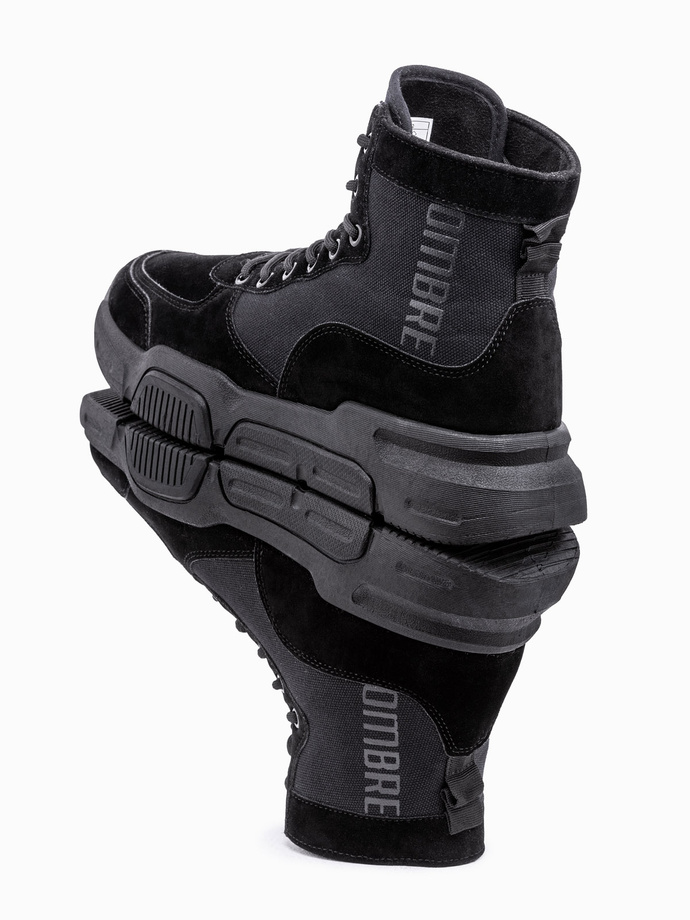 Men's ankle sneaker boots with sculpted sole - black V1 OM-FOBO-0122