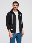 Męska bluza dresowa BASIC rozpinana z kapturem - czarna V5 OM-SSBZ-0178