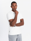 Men's SLIM FIT T-shirt with round neckline and logo - white V1 OM-TSCT-0220