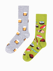 Gift set for him - gray/melange hat + 2-pack of patterned socks + Z64 playing cards