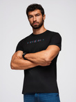Men's t-shirt with embroidery on chest - black V1 OM-TSPT-0248