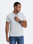 Men's pique knit polo shirt - grey melange V20 S1374
