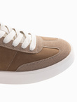 Oldschoolowe męskie sneakersy na grubej podeszwie – jasnobrązowe V1 OM-FOSL-0170