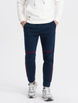 Men's sweatpants with contrast stitching - navy blue V4 OM-PASK-0145
