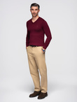 Elegant men's sweater with a v-neck - maroon V13 OM-SWBS-0107