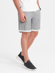 Spodenki męskie z tkaniny melanżowej LOOSE FIT - szare V6 OM-SRSK-0116