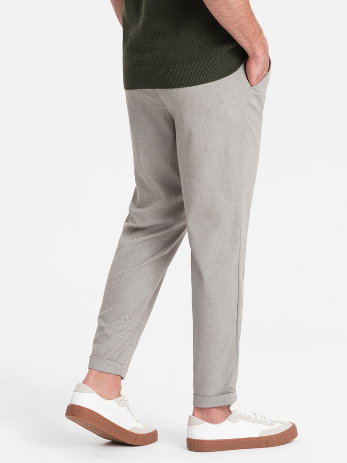 Men's REGULAR FIT chino pants with elastic waistband - gray-beige V1 OM-PACP-0157
