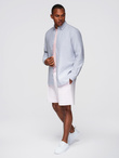 Elegant men's oxford shirt with embroidery - blue V1 OM-SHOS-0172