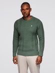 Knitted monochrome men's viscose cardigan - navy blue V1 OM-SWCD-0126