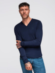 Elegant men's sweater with a v-neck - navy blue V22 OM-SWBS-0107