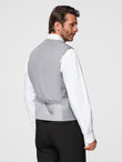 Fitted men's vest with rayon and marbled buttons - grey V3 OM-BLZV-0112