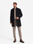 Single-breasted long men's suit style coat - black V1 OM-COWC-0105