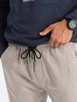 Men's knit joggers with pleats - ash V1 OM-PAJO-0202
