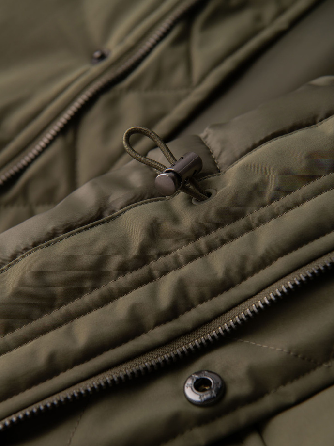 Classic men's long parka jacket - olive V3 OM-JAPJ-0313