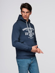 Men's sports hoodie with large print - navy blue V2 B1714