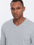 Men's unprinted longsleeve with a crew neckline - grey melange V7 OM-LSBL-0108