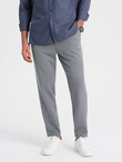 Męskie spodnie chino z gumką w pasie SLIM FIT - szare V1 OM-PACP-0158