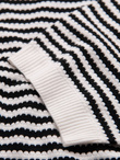 Men's knitted t-shirt with navy stripes and openwork weave - black and white V1 OM-TSCT-0255