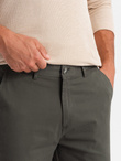 Jednolite męskie spodnie chino SLIM FIT – khaki V3 OM-PACP-0183