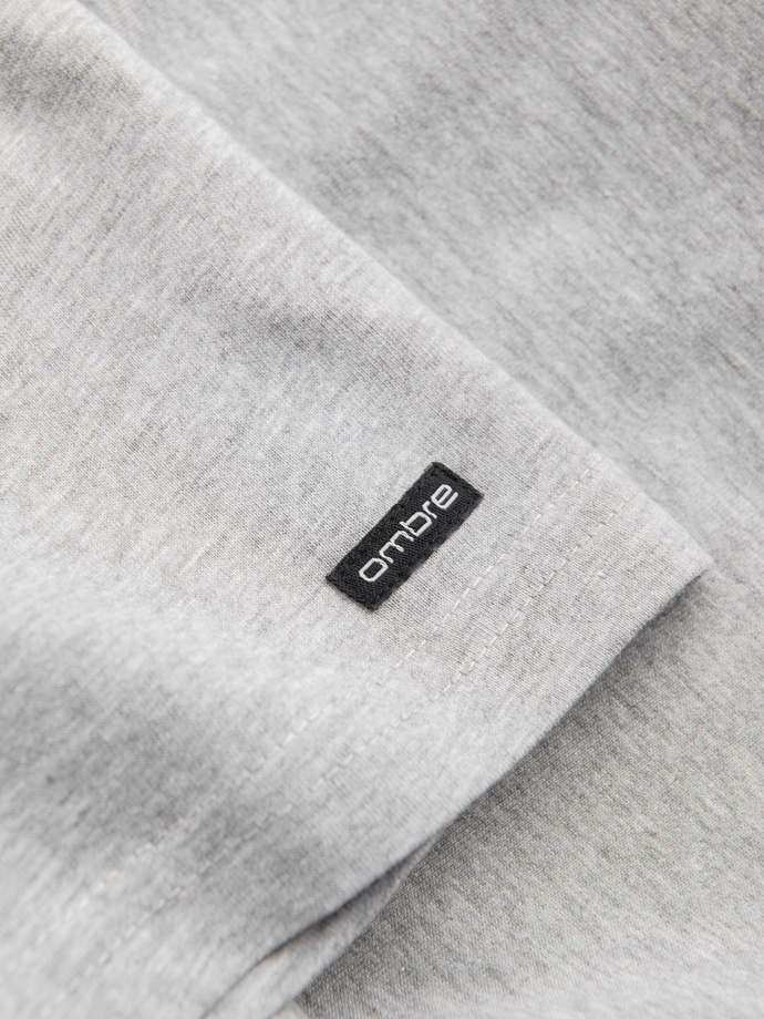 Men's longsleeve with buttons at the neckline - grey melange V8 OM-LSCL-0107