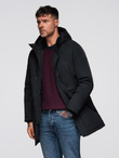 Klasyczna długa męska kurtka typu parka – czarna V6 OM-JAPJ-0313