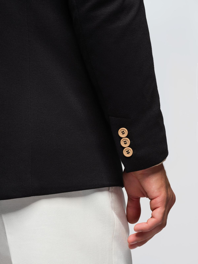 Dzianinowa marynarka męska o dopasowanym kroju - czarna V5 OM-BLZB-0100