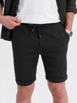 Men's knit shorts with rolled up legs - black V2 OM-SRCS-0170