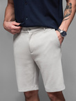 Krótkie spodenki męskie SLIM FIT z melanżowej strukturalnej dzianiny – jasnoszare V5 OM-SRCS-0166