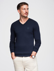 Męski elegancki sweter BASIC V-neck z wiskozą – granatowy V2 OM-SWBS-0107