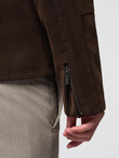 Men's retro biker jacket with stand-up collar - brown V1 OM-JAFL-0197