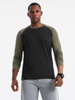 Men's longsleeve with raglan contrast sleeves - black/olive V3 OM-LSCL-0105