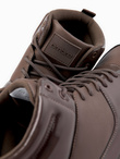 Buty męskie wysokie sneakersy z połyskującymi elementami – ciemnobrązowe V3 OM-FOSH-0178