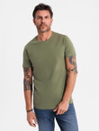 BASIC men's classic cotton T-shirt - khaki V6 OM-TSBS-0236