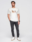 Men's JOGGERS denim pants with wash effect - grey V3 OM-PADJ-0267