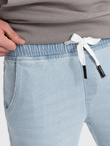 Men's JOGGER denim pants with rubbing - light blue V1 OM-PADJ-0150