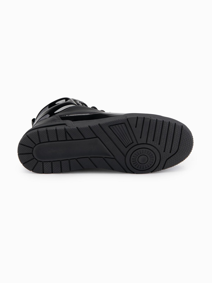 Wysokie buty męskie sneakersy z połyskującymi elementami – czarne V1 OM-FOSH-0178