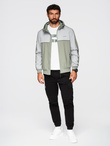 Men's contrast hooded windbreaker jacket - olive-gray V3 OM-JANP-0228
