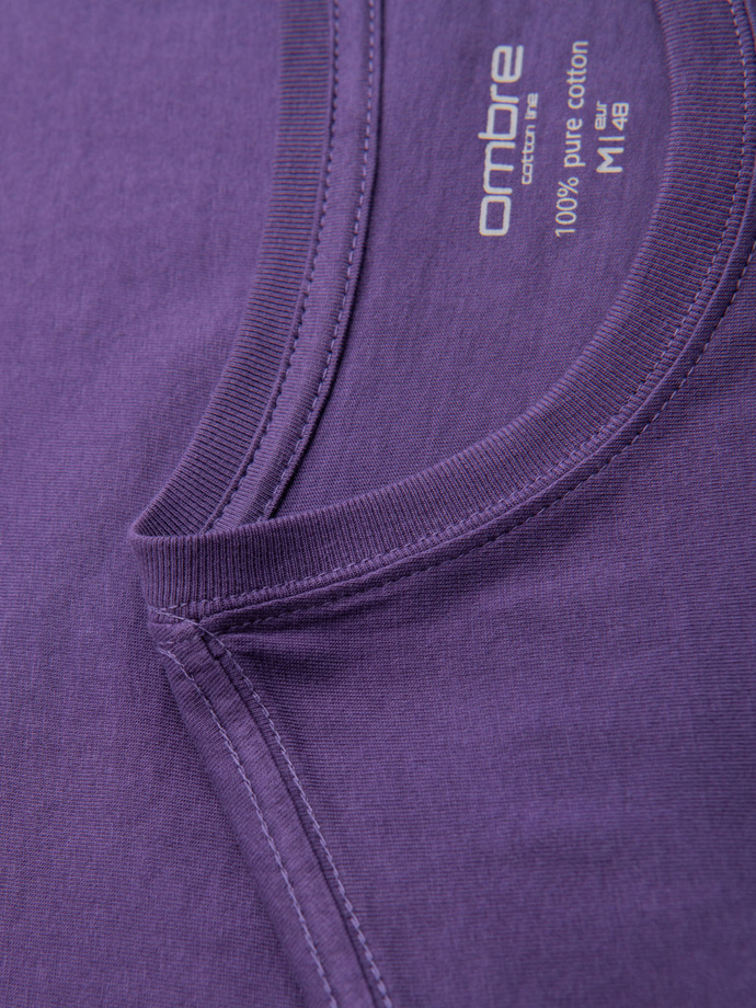 Męski klasyczny bawełniany T-shirt BASIC - fioletowy V13 OM-TSBS-0236
