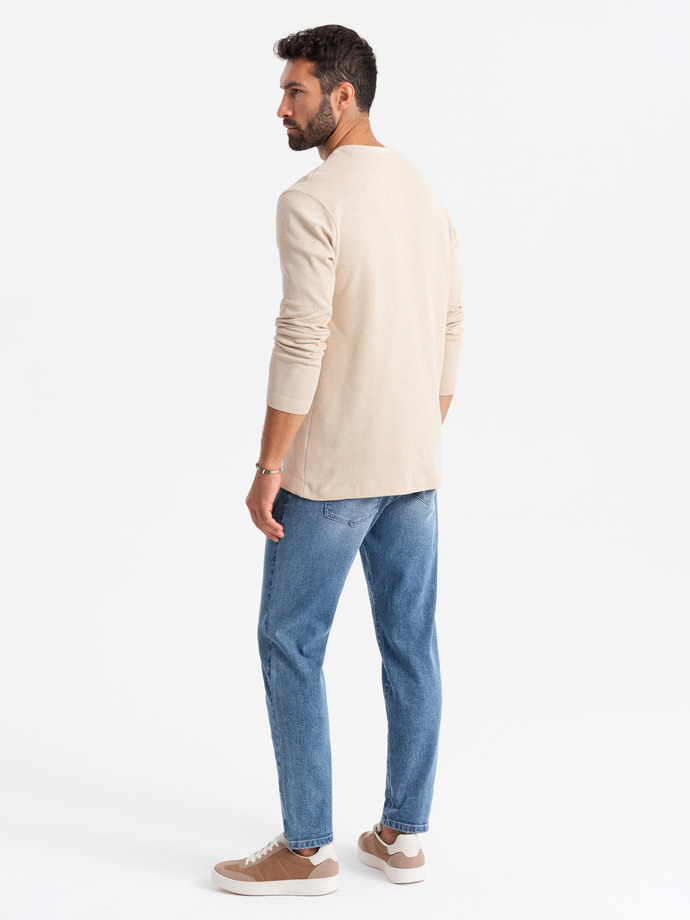 Men's CARROT FIT denim pants with subtle rubbing - blue V1 OM-PADP-0162