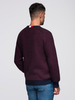 Knitted monochrome men's viscose cardigan - navy blue V1 OM-SWCD-0126
