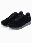 Męskie buty sportowe sneakersy z ekoskóry o zamszowym wykończeniu– czarne V1 OM-FOCS-0161
