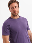 Męski klasyczny bawełniany T-shirt BASIC - fioletowy V13 OM-TSBS-0146