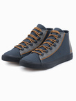 Męskie buty trampki z kontrastującymi elementami - granatowe V2 OM-FOTH-0140